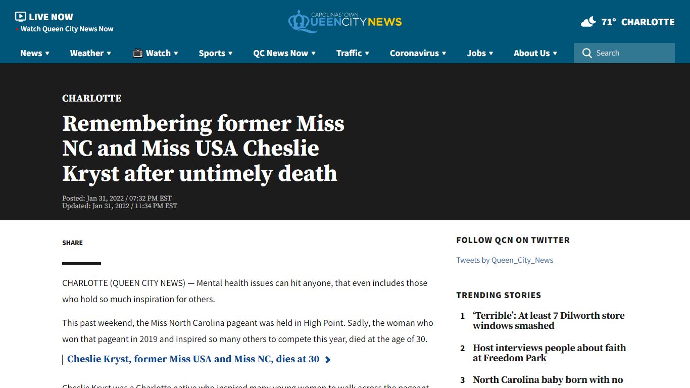 Remembering former Miss NC and Miss USA Cheslie Kryst after untimely death