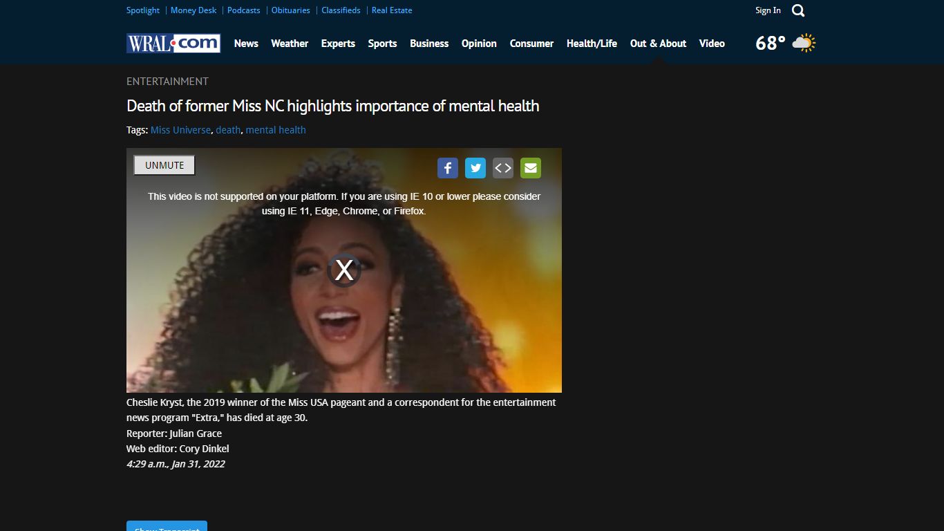 Death of former Miss NC highlights importance of mental health